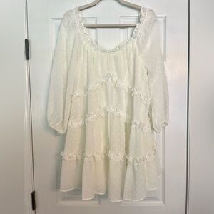 NWOT Small Love Colette Cream Tiered Mini Dress
